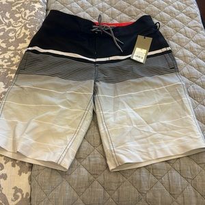 Goodfellow &Compzny size 28 blue and Gray striped swim trunks